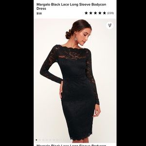 Lulus Black Long sleeve lace dress. Size s.